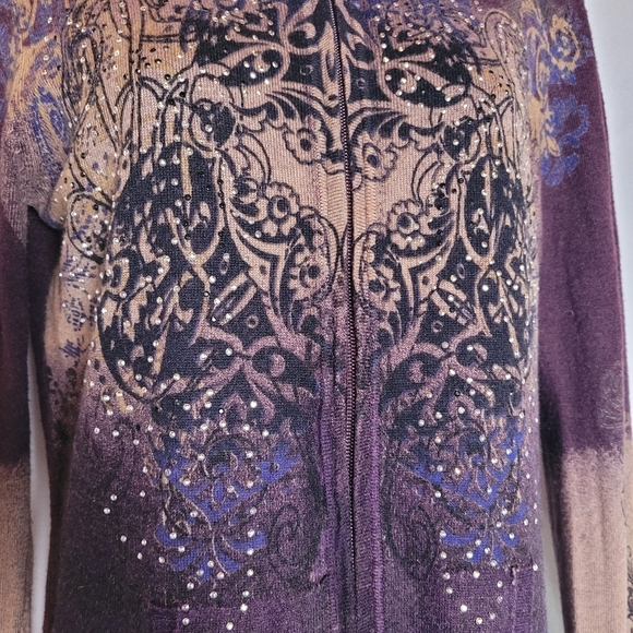 Y2K Vintage One World Rhinestone Full Zip Hoodie Gothic Grunge Size Medium - Picture 2 of 13